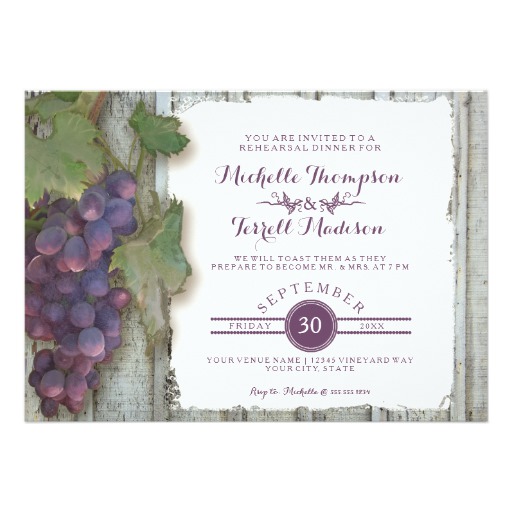 Rehearsal Dinner Party Red Wine Wood Fence Theme Card