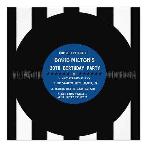 Retro Vinyl Record l Modern Birthday Party Invites