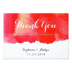 Romantic Red Watercolor Wedding Thank You Card