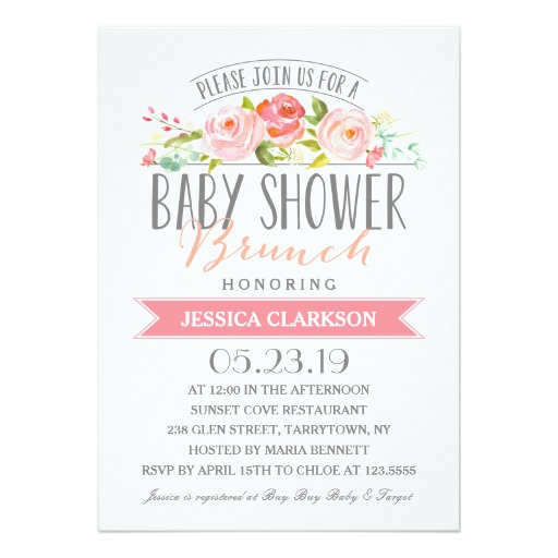 Rose Banner Brunch | Baby Shower Invitation