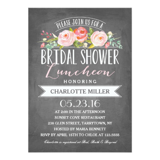 Rose Banner Luncheon Bridal Shower Card