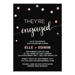 Rose Gold & Black Glam Confetti Engagement Party Card