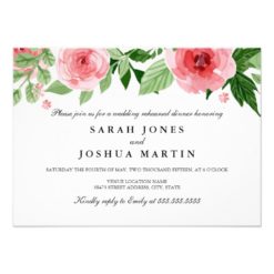 Rose Watercolor Flowers Rehearsal Dinner Invite