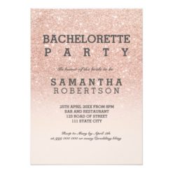 Rose gold faux glitter pink bachelorette party card