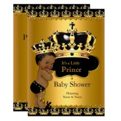 Royal Prince Baby Shower Black Gold Ethnic Card
