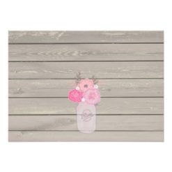 Rustic Floral Orange Pink Girl Baby Shower Invite - Image 2