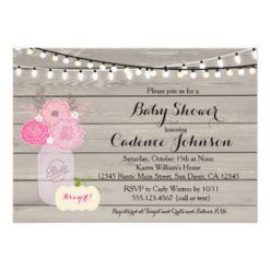 Rustic Floral Orange Pink Girl Baby Shower Invite