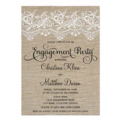 Rustic Jute and Lace Engagement Party Card