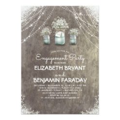 Rustic Mason Jars Baby's Breath Engagement Party Card