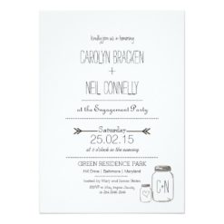 Rustic Masonjar Arrow Heart Engagement Party Card