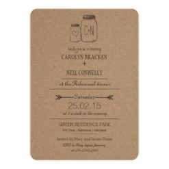 Rustic Masonjar Monogram Heart Rehearsal Dinner Card
