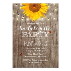 Rustic String Lights Sunflower Bachelorette Party Card