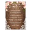 Rustic Wood String Lights Lace Floral Farm Wedding Invitation Card