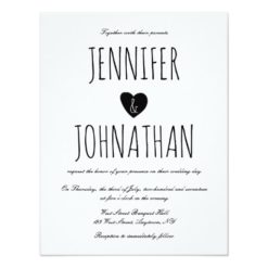Rustic heart simple wedding invitations