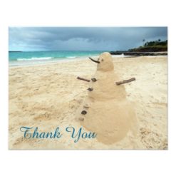 Sand Snowman Beach Thank You Card