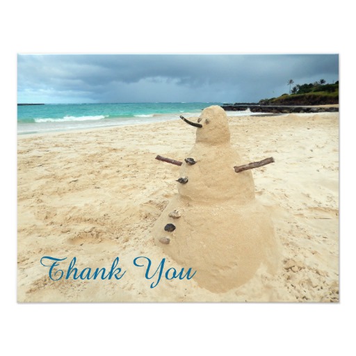 Sand Snowman Beach Thank You Card