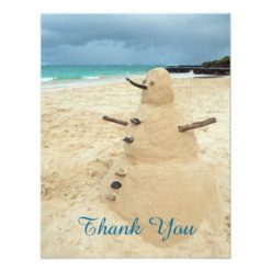 Sand Snowman Beach Thank You Card