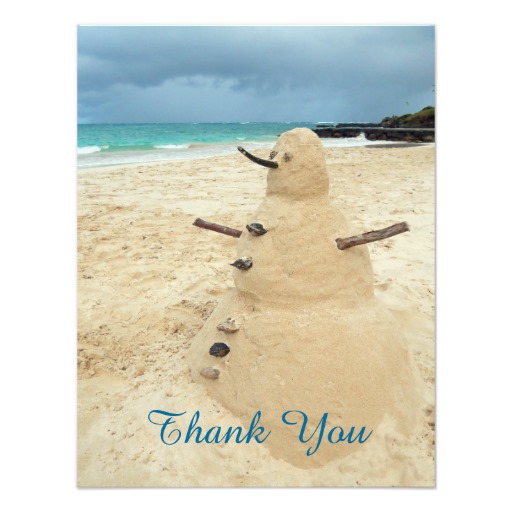 Sand Snowman Beach Thank You Card