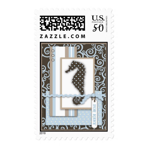 Seahorse Baby Boy Stamp