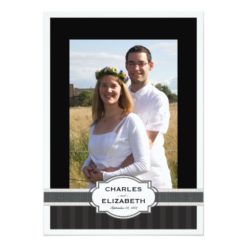 Silver Chic Photo 25th Wedding Anniversary Party Card
