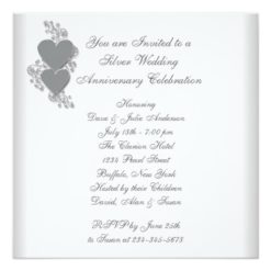 Silver Hearts 25th Wedding Anniversary Party Card - Image 2