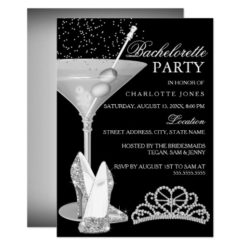 Silver Sparkle Cocktail Bachelorette Party Card