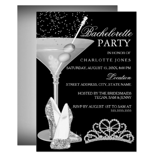 Silver Sparkle Cocktail Bachelorette Party Card