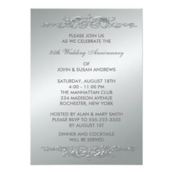 Silver Swirls 25th Wedding Anniversary Card