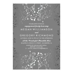 Silver and Grey Baby's Breath Engagement Party Card
