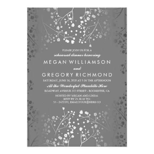 Silver and Grey Baby's Breath Rehearsal Dinner Card