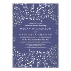 Silver and Navy Baby's Breath Rehearsal Dinner Card
