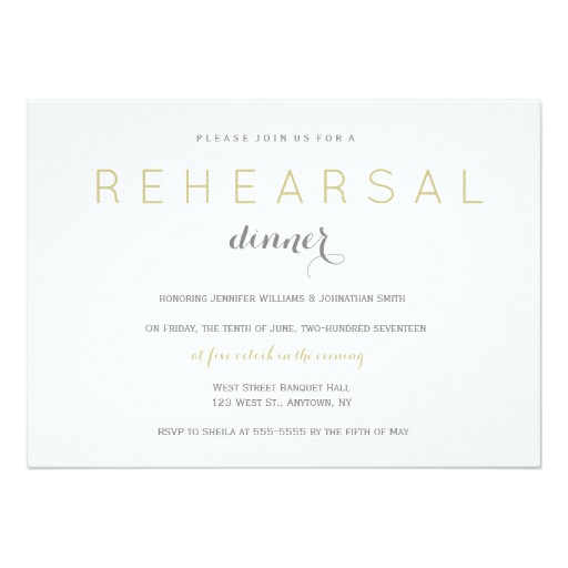 Silver & gold modern rehearsal dinner invitations