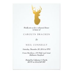 Simple Classy Gold Antler Modern Rehearsal Dinner Card
