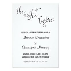Simple The Night Before Script Rehearsal Dinner Card