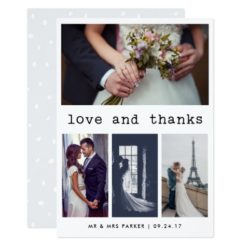 Simple Typewriter Text Wedding Thank You | 4 Photo Card