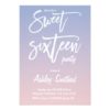 Simple rose pink blue ombre typography Sweet 16 Card