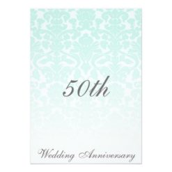 Simply Chic Mint Damask Wedding Anniversary Card