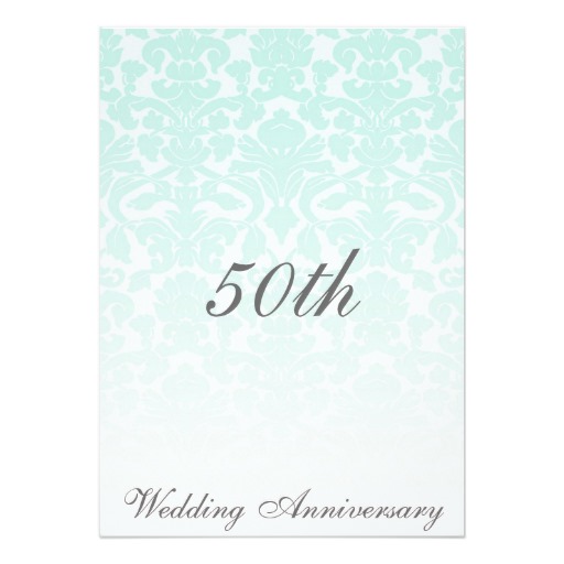 Simply Chic Mint Damask Wedding Anniversary Card