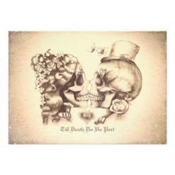 Skull Couple Day of the Dead Engagement Party Card