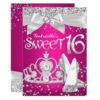 Sparkle Tiara & Heels Sweet 16 Invite Hot Pink