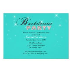Sparkly Glitter Teal Bachelorette Party Invitation