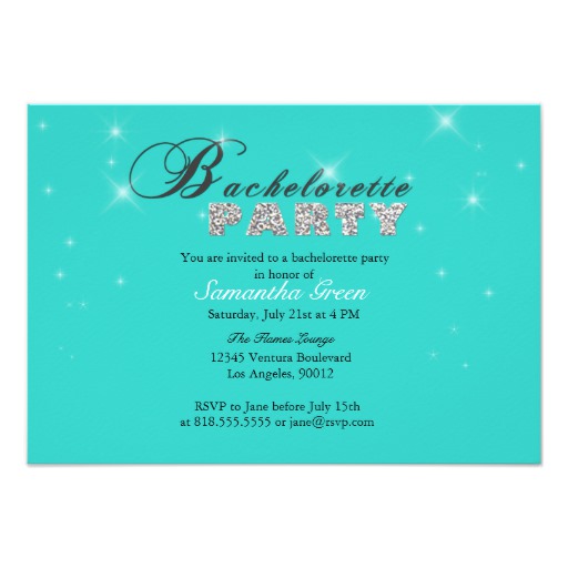 Sparkly Glitter Teal Bachelorette Party Invitation