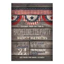 Stars & Stripes on Rustic Wood Bachelorette Party Card