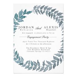 Steel Blue Vine | Watercolor Engagement Party Card