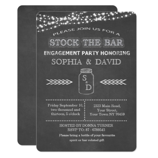 Stock the Bar Chalkboard Mason Jar Engagement Card