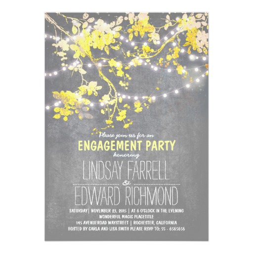 String lights cute and fancy engagement party card