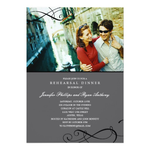 Stylish Scrolls Rehearsal Dinner or Wedding Shower Card