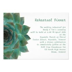 Succulent Horizontal Rehearsal and Dinner Invites