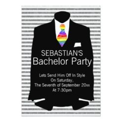 Suit and Rainbow Tie Gay Bachelor Party Card