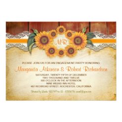 Sunflowers Rustic Wood engagement party invites